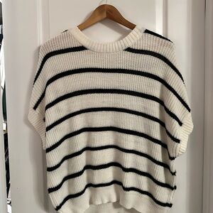 Carly Jean Chic Striped Crew Neck Sweater - Black and Cream